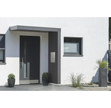 Auvent Gutta BS Plus 200 RAL 7016 anthracite 200x90 cm partie latérale droite avec boîte aux lettres, boîtier fonctionnel acier inoxydable évacuation de l'eau dans la partie latérale