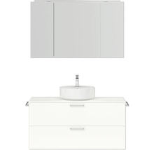 Badmöbel-Set NOBILIA Modern BxHxT 120 x 169,1 x 49 cm Frontfarbe weiß hochglanz mit Spiegelschrank mit LED-Beleuchtung Griff chrom matt 771