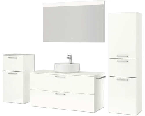 Ensemble de meubles de salle de bains avec meuble-lavabo, miroir, lavabo et armoires