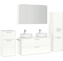 Badezimmer-Set mit Waschtisch, Waschbecken, Spiegelschrank und Hochschrank