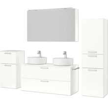 Badezimmer-Set mit Waschtisch, Waschbecken, Spiegelschrank und Hochschrank