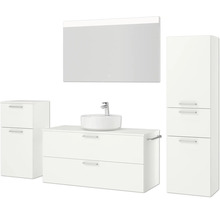 Badmöbel-Set NOBILIA Modern BxHxT 200 x 169,1 x 49 cm Frontfarbe weiß mit Spiegel mit LED-Beleuchtung Unterschrank Midischrank Griff chrom matt 785