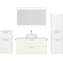 Badmöbel-Set NOBILIA Modern BxHxT 200 x 169,1 x 49 cm Frontfarbe weiß mit Spiegel mit LED-Beleuchtung Unterschrank Midischrank Griff chrom matt 785