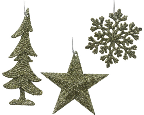 Décoration de Noël suspension en plastique et à paillettes vert