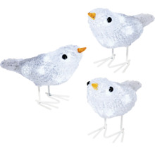 Trois oiseaux décoratifs en plastique