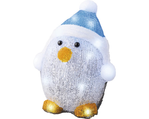 Figurine décorative pingouin avec bonnet et éclairage