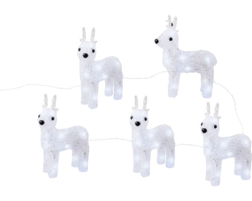 Guirlande lumineuse avec cinq rennes blancs