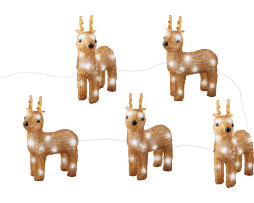 Fünf stehende, leuchtende Deko-Rentiere