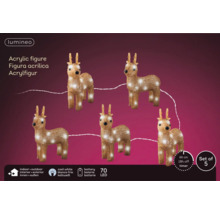 Fünf Acrylfiguren in Form von Rehen mit LED-Beleuchtung für den Innen- und Außenbereich