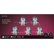Cinq figurines de pingouins en acrylique avec éclairage LED pour l''intérieur et l''extérieur