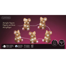 Fünf Acrylfiguren in Bärenform mit LED-Beleuchtung für den Innen- und Außenbereich, batteriebetrieben