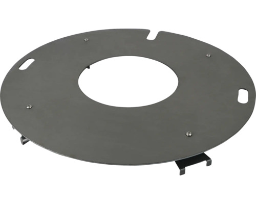 Plaque de gril ronde avec ouverture centrale, poignées et fixations