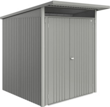 Abri de jardin métallique avec double porte et toit monopente