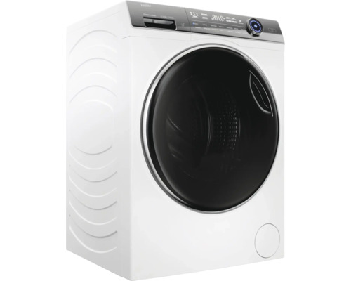 Machine à laver Haier avec affichage numérique et porte ronde