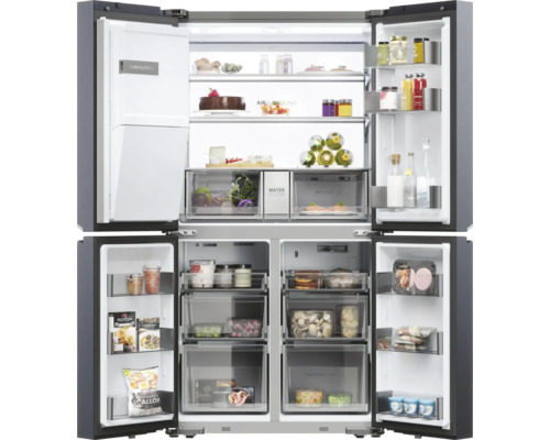 Kühl- und Gefrierkombination Multi Door HAIER HCR7918EIMB BxHxT 90,5 x 177,75 x 73,8 cm Kühlteil 323 l Gefrierteil 278 l schwarz