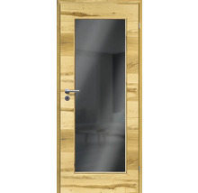 Porte d'intérieur poutre en chêne placage transversal 98,5x198,5 tirant droit MODERN 08 verre gris foncé