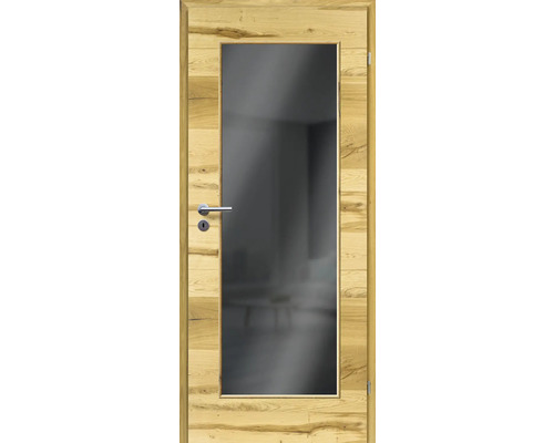Porte d'intérieur poutre en chêne placage transversal 98,5x198,5 tirant droit MODERN 08 verre gris foncé Porte d'intérieur poutre en chêne placage transversal 98,5x198,5 tirant droit MODERN 08 verre gris foncé