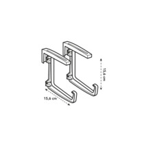 Zwei Türhaken mit einer Höhe und Breite von jeweils 15,6 cm.