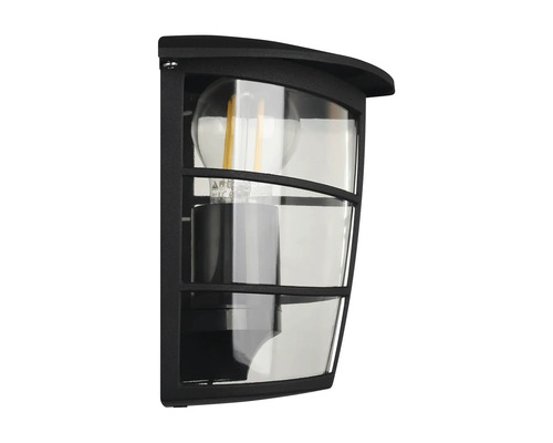 Applique murale extérieure noire avec verre transparent