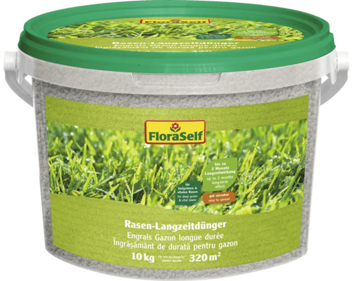 Engrais longue durée pour gazon FloraSelf 10 kg / 320 m²