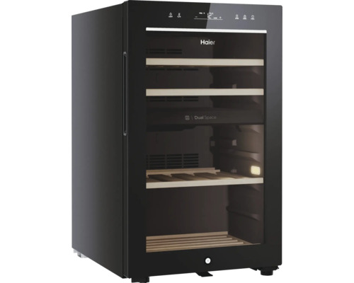 Haier Weinkühlschrank mit Holzeinlegeböden und Glastür