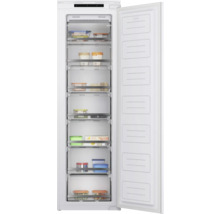 Congélateur avec porte ouverte et plusieurs tiroirs transparents pour stocker les aliments