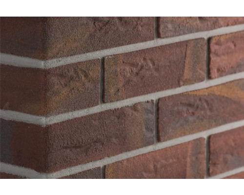 Angle pour pierre de parement Elabrick Kiel 24 x 7,1 cm extérieur Gros plan de parements en briques avec mortier