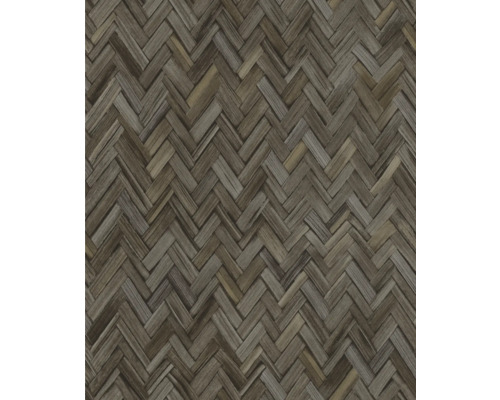 Vliestapete 410358 Beachhouse Geflecht braun Fischgrätmuster Vinylboden