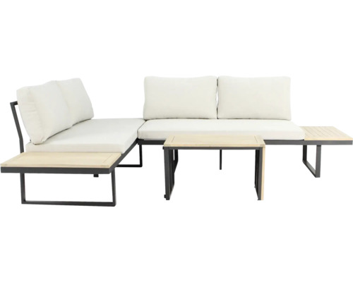 Gartenlounge Set mit Tisch aus Metall und Holz