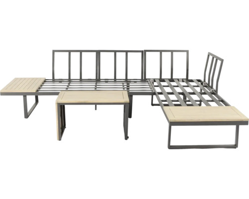 Gartenlounge-Set mit Tisch und Ecksofa mit Metallrahmen
