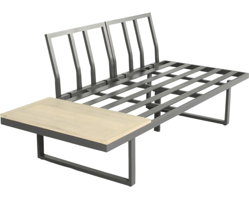 Metallbettgestell mit Holzablage