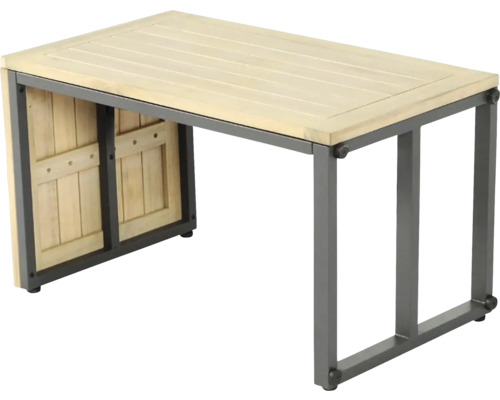 Holztisch mit Metallgestell