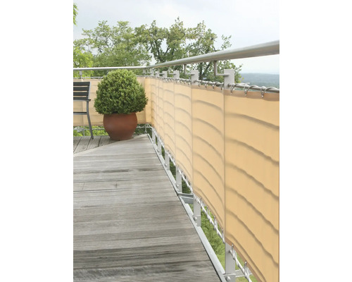 Terrasse avec brise-vue en tissu et garde-corps