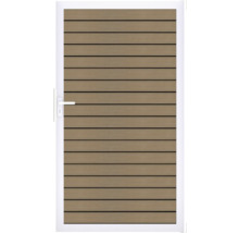 Einzeltor GroJa Rhombus vormontiert ohne Pfosten Rahmen Silber 100 x 180 cm teak co-extrudiert