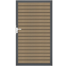 Einzeltor GroJa Rhombus vormontiert ohne Pfosten Rahmen Anthrazit 100 x 180 cm teak co-extrudiert