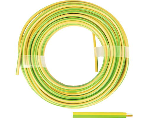Conducteur H07V-U 1x10 mm² 10 m vert jaune Câble de terre enroulé en jaune et vert