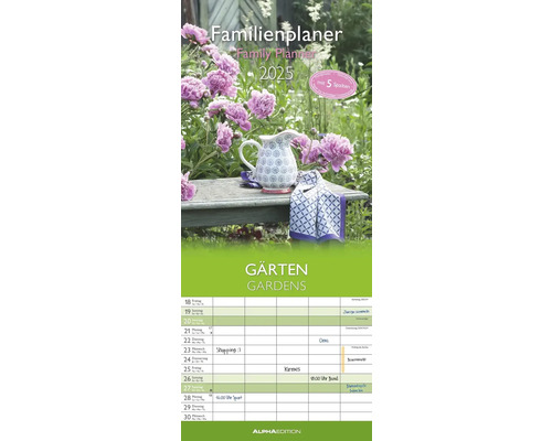 Planificateur familial Jardins 5 colonnes 2025 19,5x45 cm