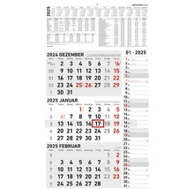 Calendrier mural avec aperçu mensuel de décembre 2024 à février 2025