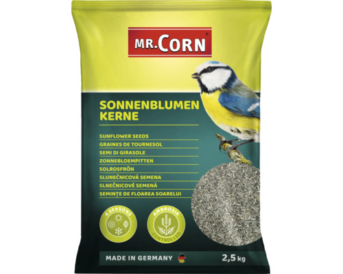 Nourriture pour oiseaux sauvages Mr. Corn graines de tournesol 2,5kg nourriture pour oiseaux sauvages toute l'année contrôlées sur ambrosia, Made in Germany