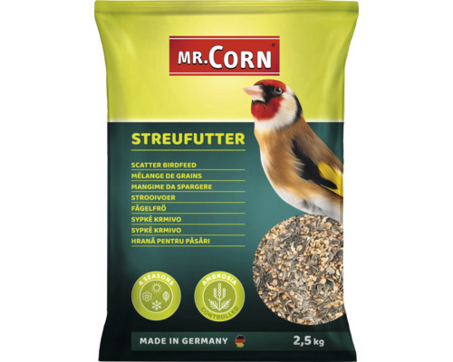 Nourriture pour oiseaux sauvages Mr. Corn mélange de graines 2,5kg nourriture pour oiseaux sauvages toute l'année contrôlées sur ambrosia, Made in Germany