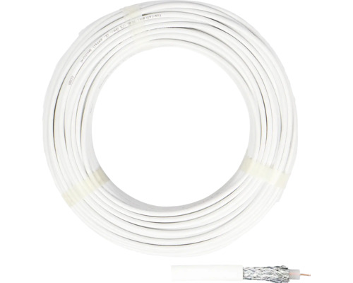 Câble coaxial SD90 100 m 90dB 75 OHM double blindage blanc