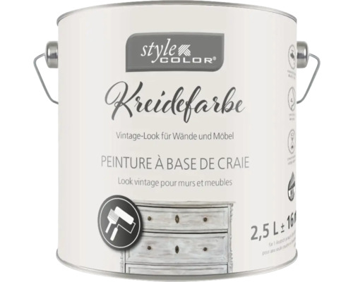 Peinture à base de craie StyleColor à faire mélanger dans le coloris souhaité Pot de peinture à la craie pour murs et meubles au look vintage, 2,5 litres