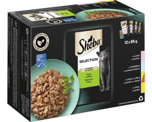 Katzenfutter nass Sheba Multipack Selection Feine Vielfalt 12x85 g Sheba Selection Katzennahrung, 12 mal 85 Gramm Packung