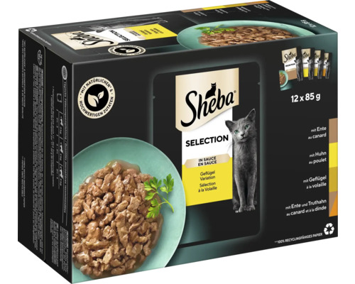Pâtée pour chats Sheba Multiack Selection Variation de volaille en sauce 12x85 g