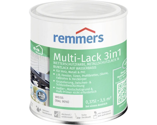 Laque multi Remmers 3en1 blanc 375 ml