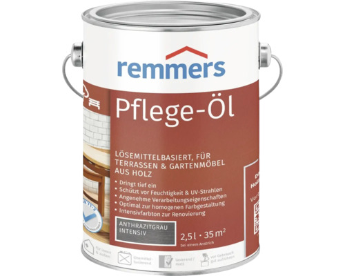 Huile d’entretien Remmers anthracite intense 2,5 l Huile d''entretien Remmers pour terrasses et meubles de jardin, 2,5 litres