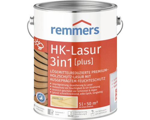 Lasure Remmers HK 3en1 [plus] incolore 5 l