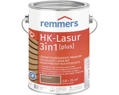 Lasure Remmers HK 3en1 [plus] noyer 2,5 l