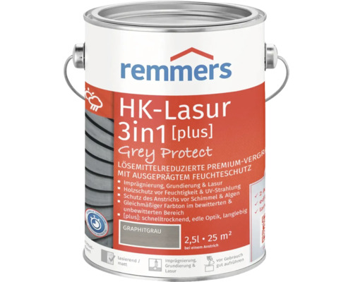 Lasure Remmers HK 3en1 [plus] gris graphite 2,5 l