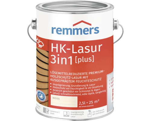 Lasure Remmers HK 3en1 [plus] blanc 2,5 l